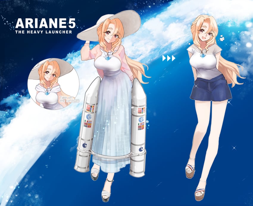 hat and ariane 5 (project rocket girls) by ajisai-san_(pokkusu)