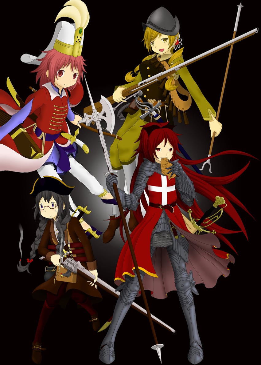 hat, kaname madoka, akemi homura, sakura kyoko, knight, and 1 more (mahou shoujo madoka magica) by na_mo_naki_entaku_no_karasu